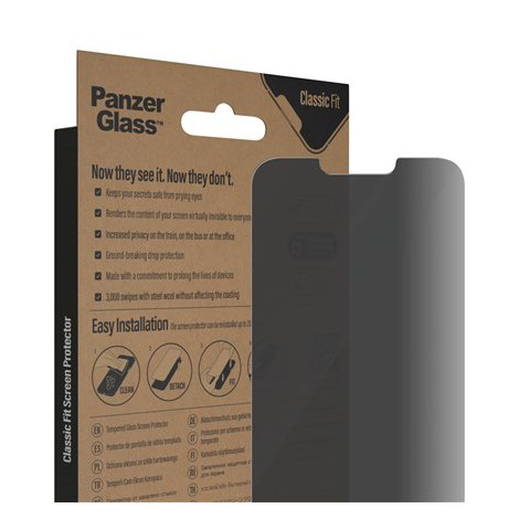 PanzerGlass | Screen protector - glass - with privacy filter | Apple iPhone 13 Pro Max, 14 Plus | Black | Transparent - 3